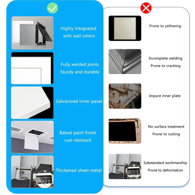Heavy Duty White Aluminum Drywall Access Panel Removable Wall Hole Cover 8 By 8 Inch Custom Fit Lowkey Super Smooth Quick Swap Install Tough As Nails Paint Finish For Walls And Ceilings