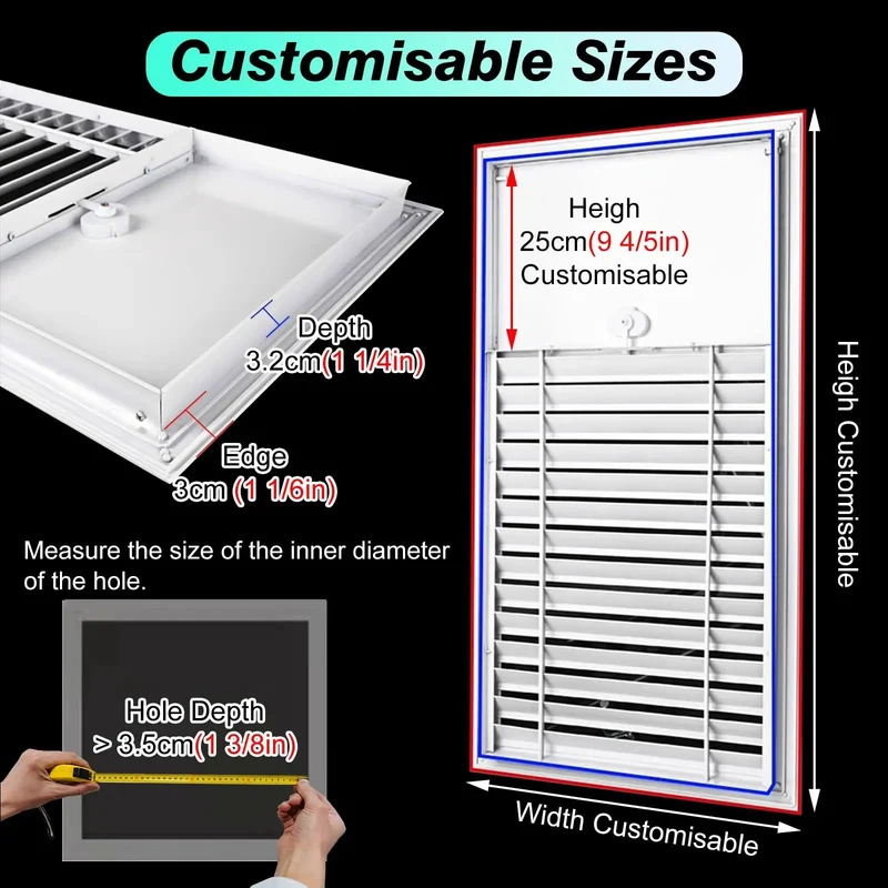 Heavy Duty Aluminum Louvered Vent Access Panel Custom Cut Sizes For Drywall Hatch Slick Finish No Sweat Install Snug Fit Air Cover For Plumbing Runs And Hvac Work