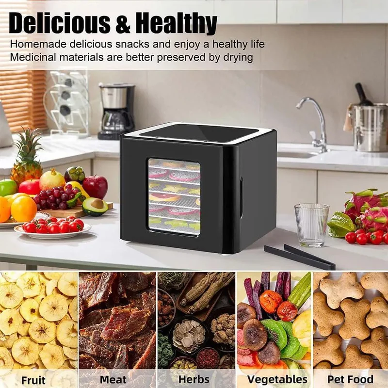 Premium Stainless Steel Food Dehydrator With Led Digital Touch Screen And Adjustable Timer Ideal For Drying Fruits Veggies Herbs Make Homemade Jerky Create Fresh Trail Mix Snacks Quick Meal Prep Tool
