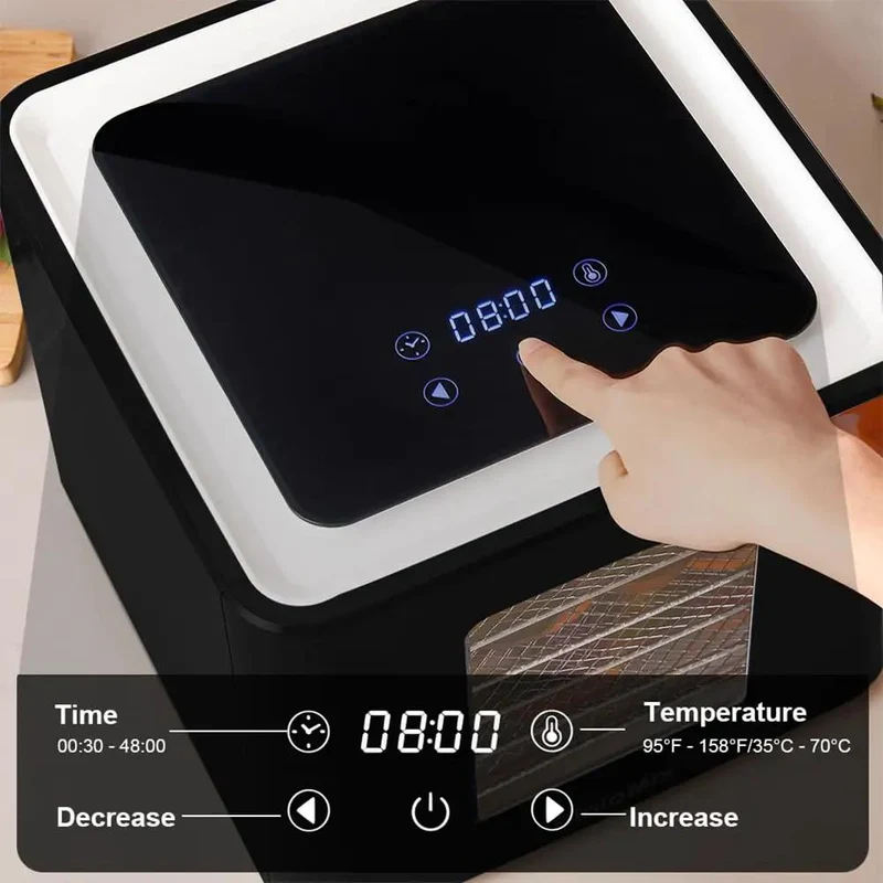 Premium Stainless Steel Food Dehydrator With Led Digital Touch Screen And Adjustable Timer Ideal For Drying Fruits Veggies Herbs Make Homemade Jerky Create Fresh Trail Mix Snacks Quick Meal Prep Tool