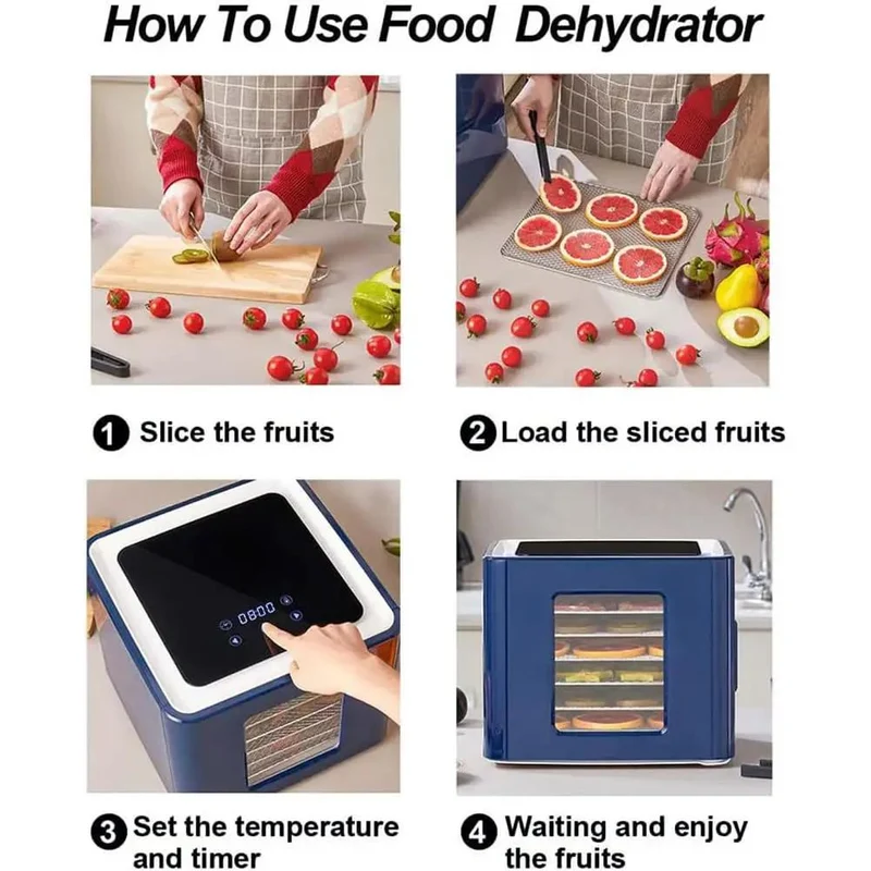 Premium Stainless Steel Food Dehydrator With Led Digital Touch Screen And Adjustable Timer Ideal For Drying Fruits Veggies Herbs Make Homemade Jerky Create Fresh Trail Mix Snacks Quick Meal Prep Tool