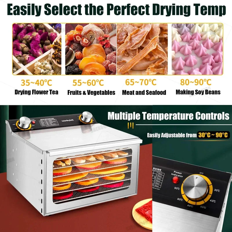 Built Tough Stainless Steel Electric Food Dehydrator With Expandable Rack Timer And Adjustable Thermostat For Making Jerky Fruit Meat Snacks That Kicks Serious Butt