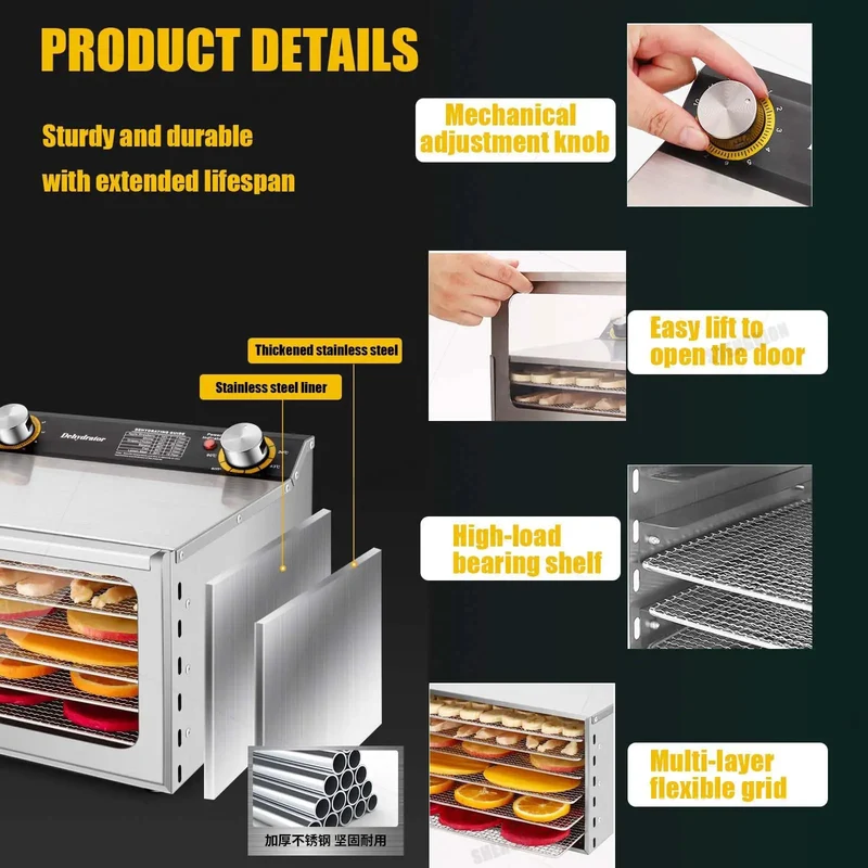 Heavy Duty Stainless Steel Beef Jerky Maker And Electric Food Dehydrator With Smart Digital Timer And Adjustable Heat For Making Top Shelf Batches Built Like A Tank At Home Or In The Kitchen