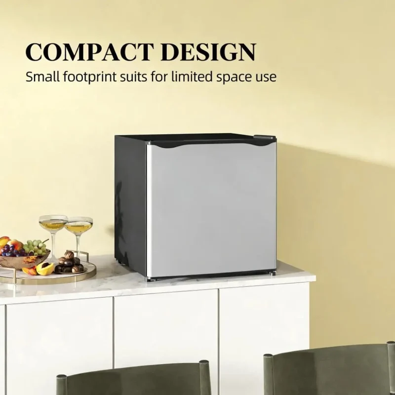 Slick Compact Upright Freezer Sweet Countertop Mini Fridge Silver 1.1 Cu Ft Storage No Sweat Adjustable Temp Smooth Quiet Compressor Runs Perfect For Tight Dorm Spots Apartments And Desk Setups