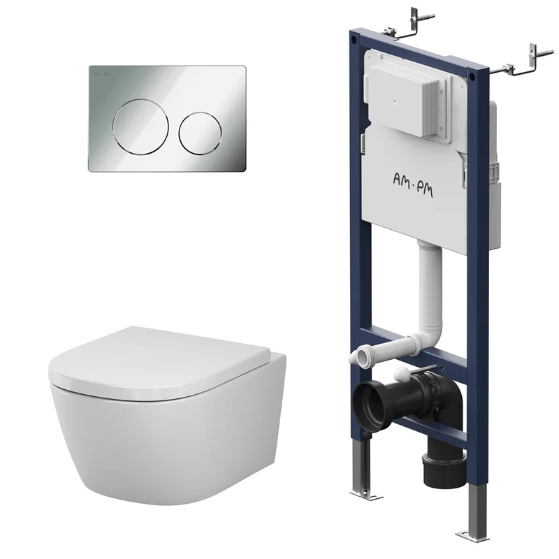 WC-Komplettset Libre mit Vorwandelement und Betätigungsplatte in Chrom - IIS90151.LB1900