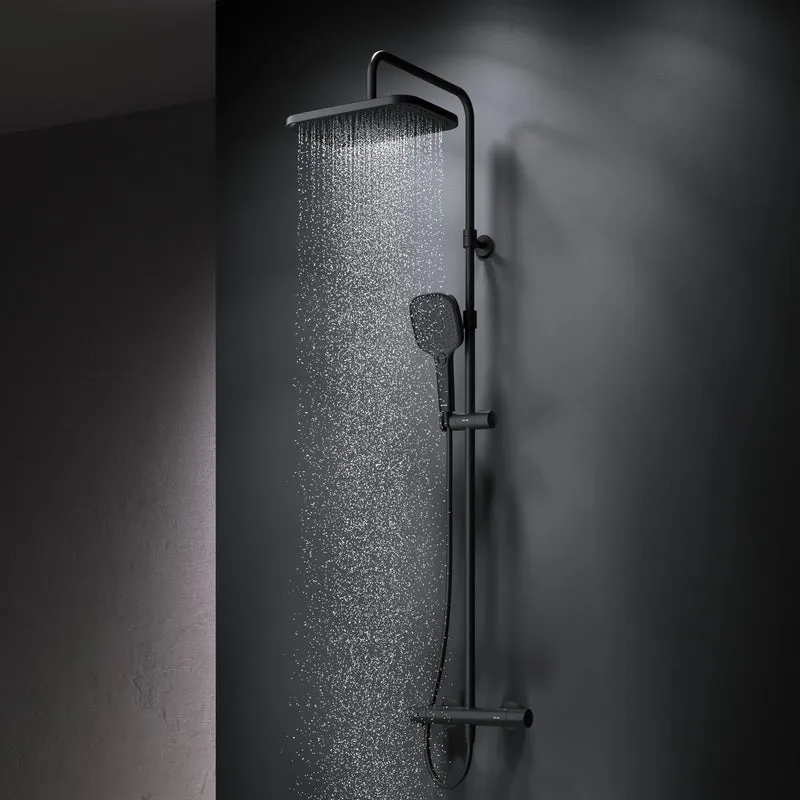 Duschsystem Play mit Thermostat und Regendusche, Schwarz – F078W422