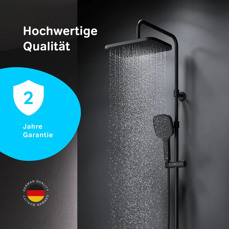 Duschsystem Play mit Thermostat und Regendusche, Schwarz – F078W422