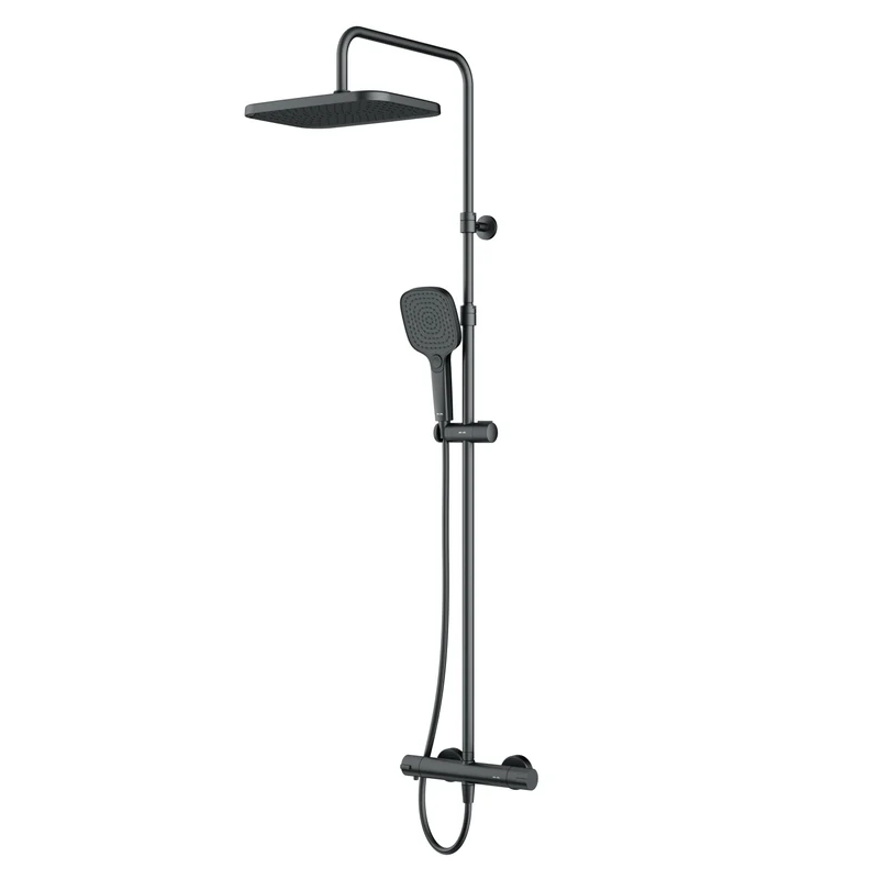 Duschsystem Play mit Thermostat und Regendusche, Schwarz – F078W422