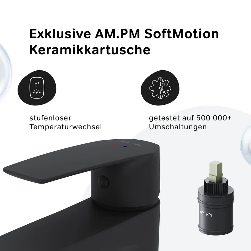 FGA02122 Bad Armatur Gem Waschtischarmatur Wasserhahn, Schwarz