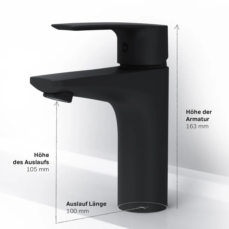 FGA02122 Bad Armatur Gem Waschtischarmatur Wasserhahn, Schwarz