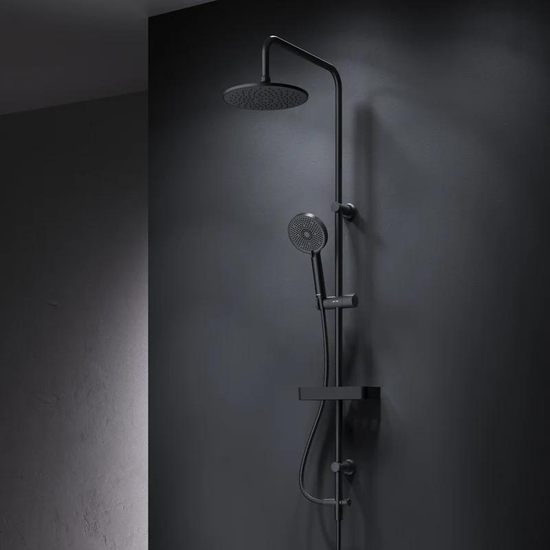 Duschsystem Play mit Regendusche und Duschablage, Schwarz – F078Y222