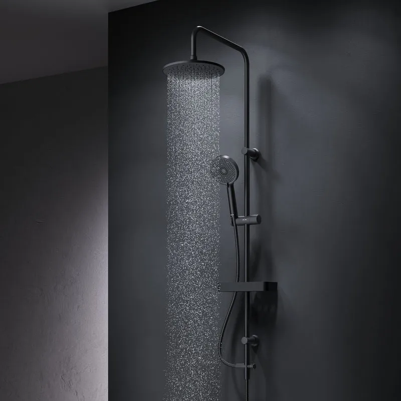 Duschsystem Play mit Regendusche und Duschablage, Schwarz – F078Y222