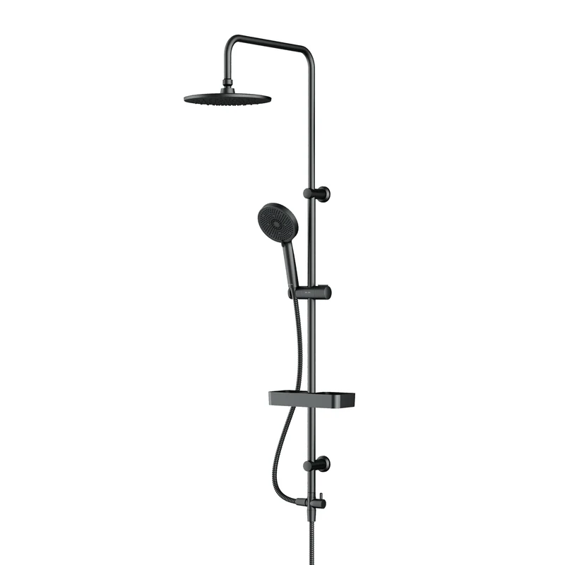 Duschsystem Play mit Regendusche und Duschablage, Schwarz – F078Y222