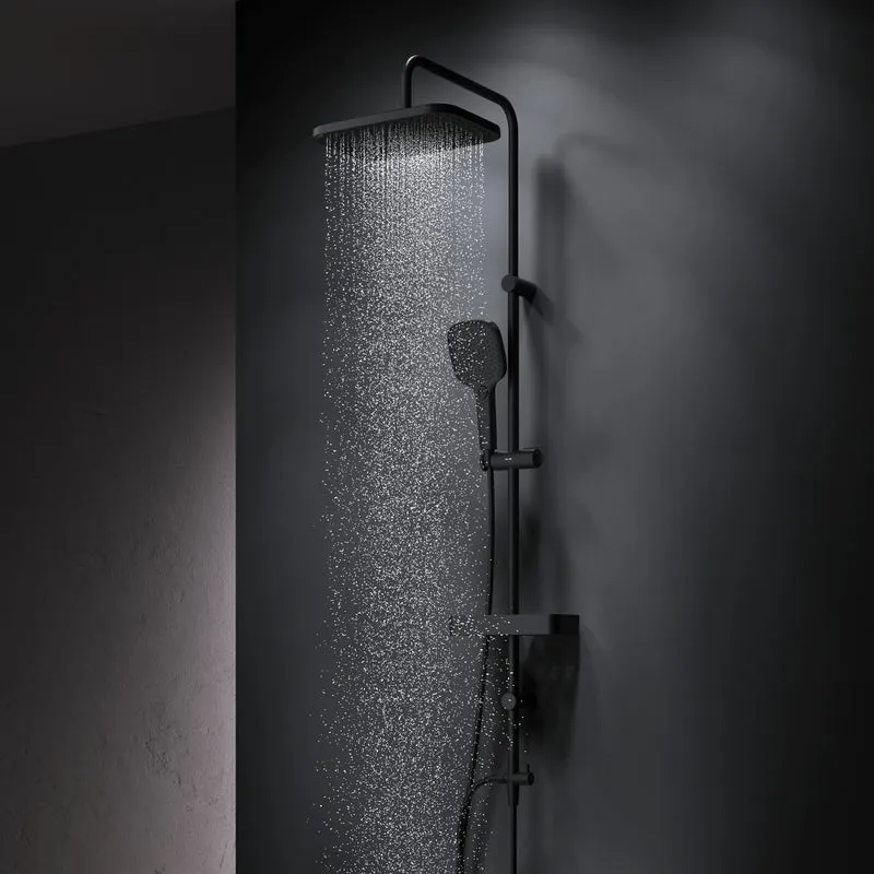Duschsystem Play mit Regendusche und Duschablage, Schwarz – F078W222