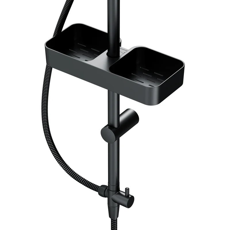 Duschsystem Play mit Regendusche und Duschablage, Schwarz – F078W222
