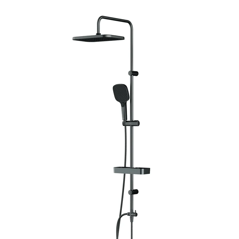 Duschsystem Play mit Regendusche und Duschablage, Schwarz – F078W222