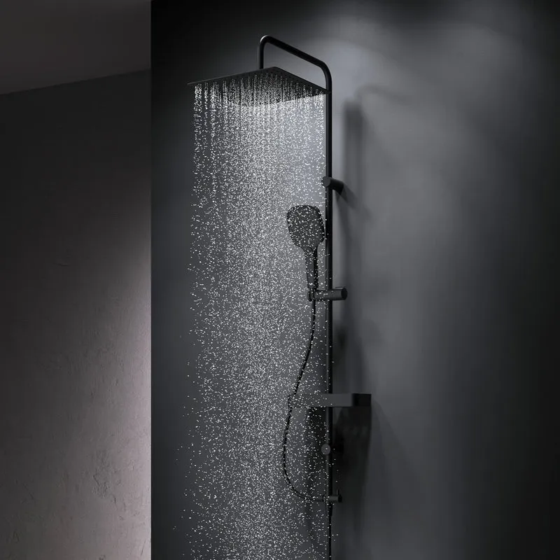 Duschsystem Play mit Regendusche und Duschablage, Schwarz – F078X222