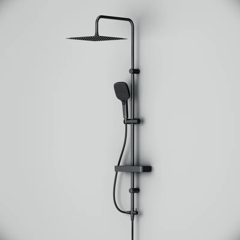 Duschsystem Play mit Regendusche und Duschablage, Schwarz – F078X222