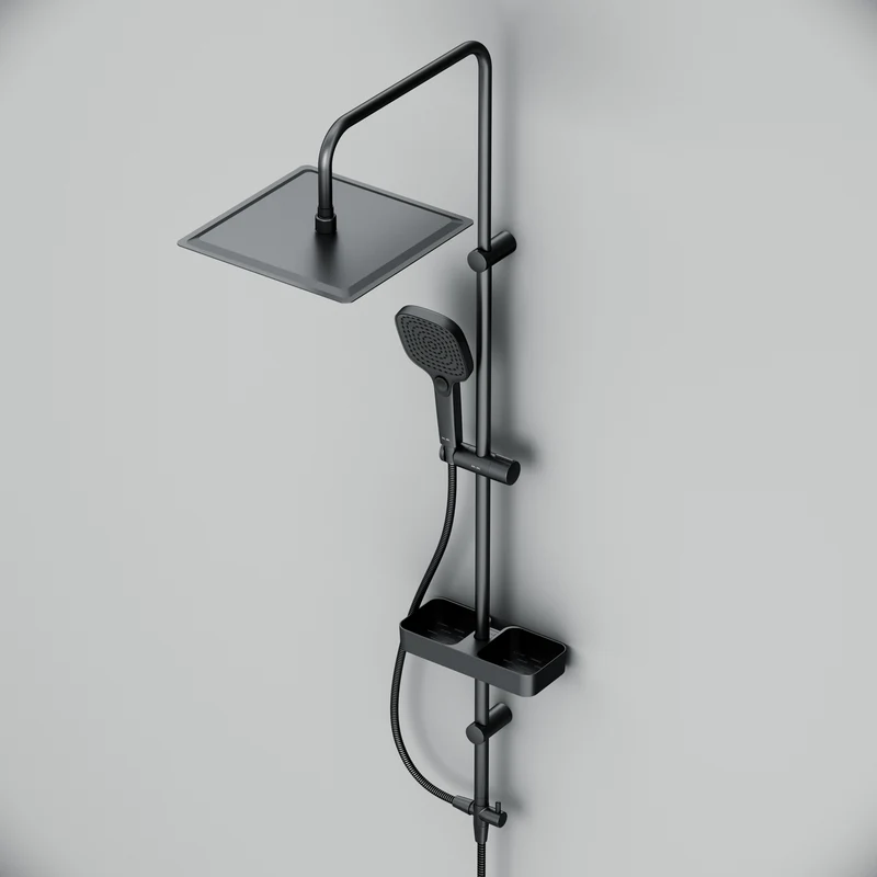 Duschsystem Play mit Regendusche und Duschablage, Schwarz – F078X222