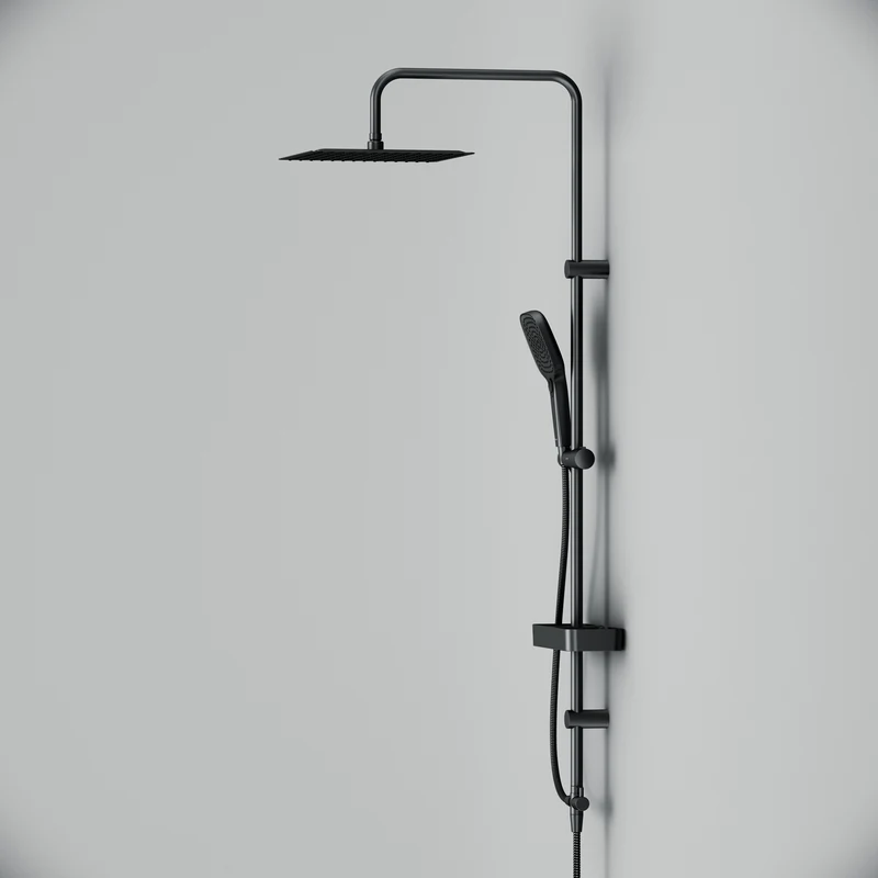 Duschsystem Play mit Regendusche und Duschablage, Schwarz – F078X222