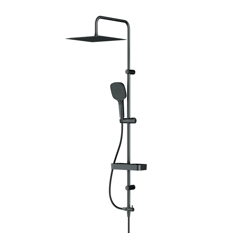 Duschsystem Play mit Regendusche und Duschablage, Schwarz – F078X222