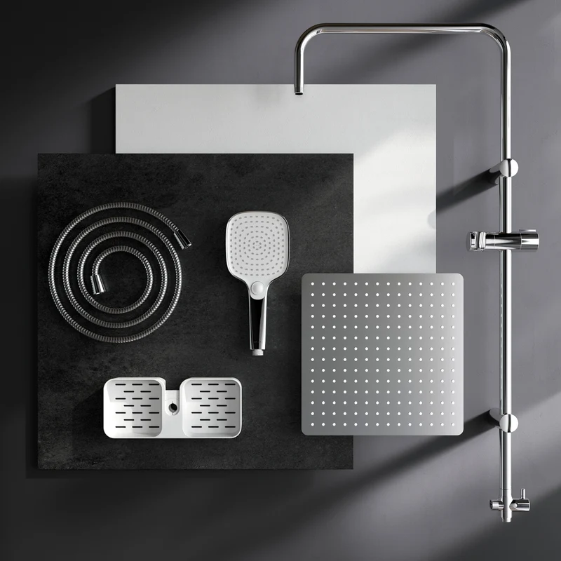 Duschsystem Play mit Regendusche und Duschablage – F078X203
