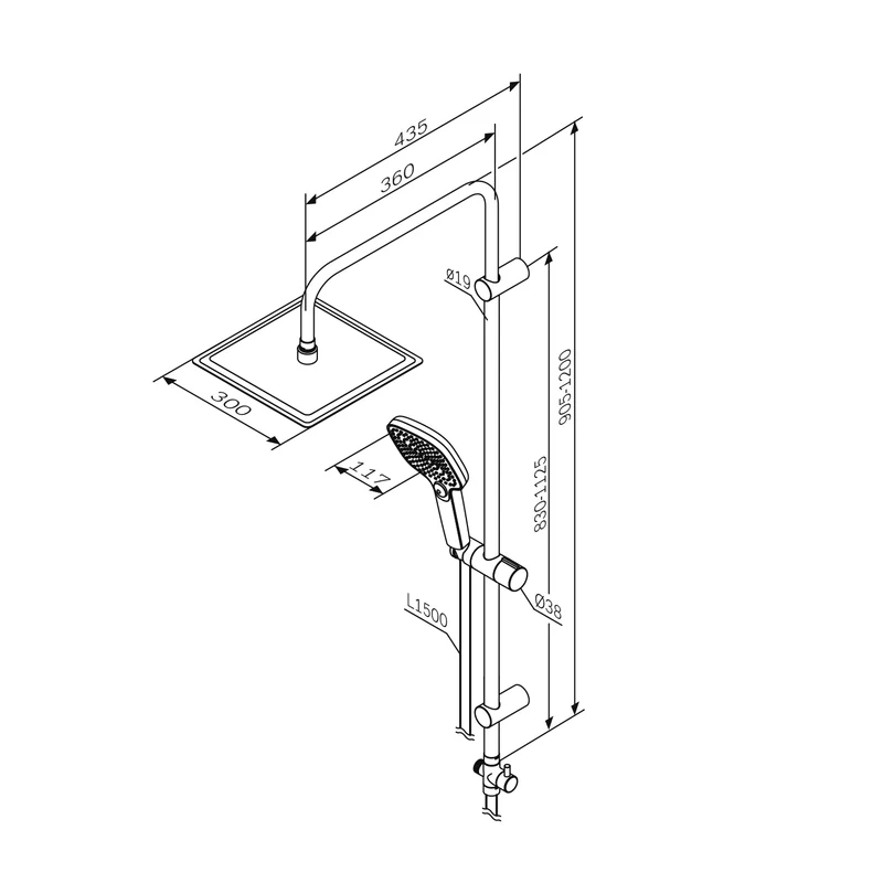 Duschsystem Play mit Regendusche und Duschablage – F078X203