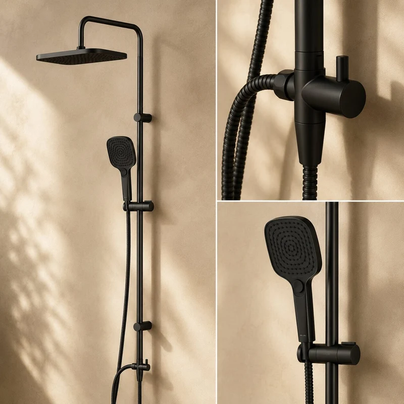 Duschsystem Play mit Regendusche, Schwarz – F078W022