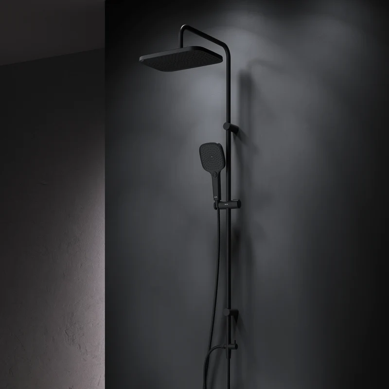 Duschsystem Play mit Regendusche, Schwarz – F078W022