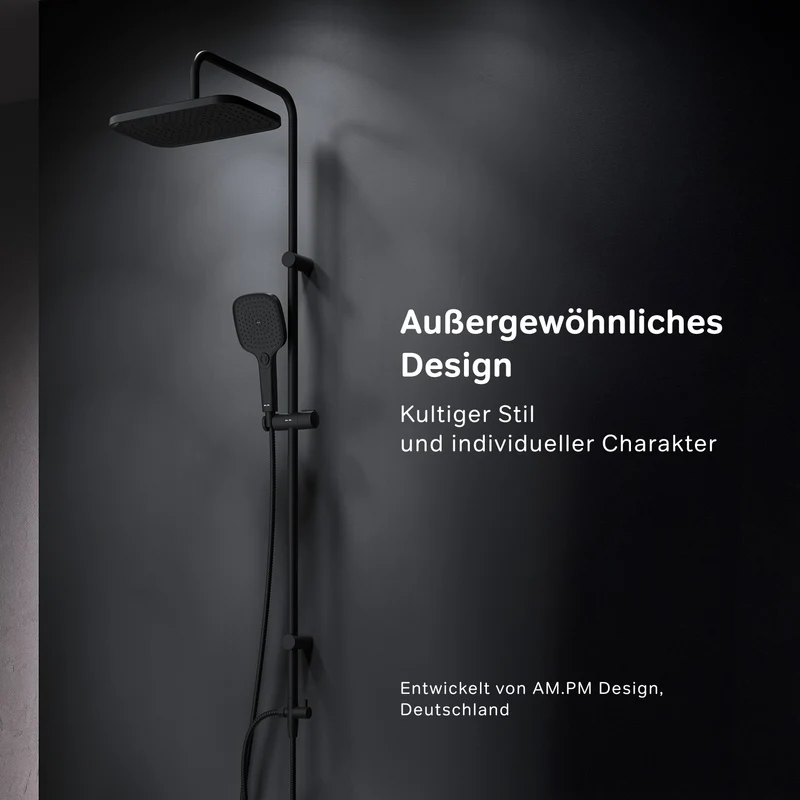 Duschsystem Play mit Regendusche, Schwarz – F078W022