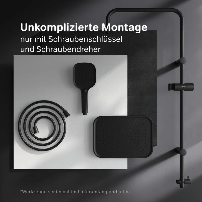 Duschsystem Play mit Regendusche, Schwarz – F078W022