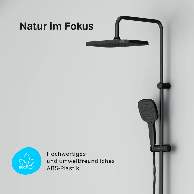 Duschsystem Play mit Regendusche, Schwarz – F078W022