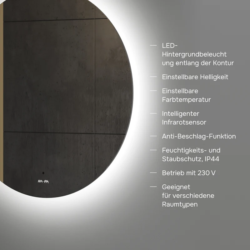 LED-Badspiegel Hit 60 cm, dimmbar, Touchless, Anti-Beschlag – MTAMOX40601S