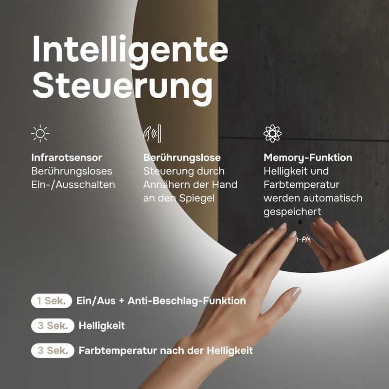 LED-Badspiegel Hit 60 cm, dimmbar, Touchless, Anti-Beschlag – MTAMOX40601S