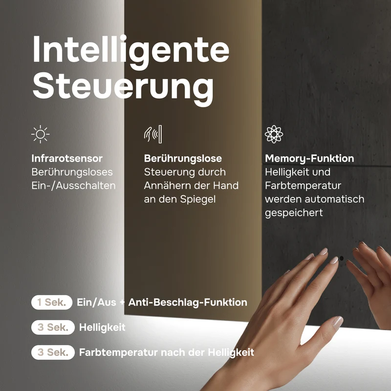 LED-Badspiegel Hit 80 cm, dimmbar, Touchless, Anti-Beschlag – MTAMOX10801S