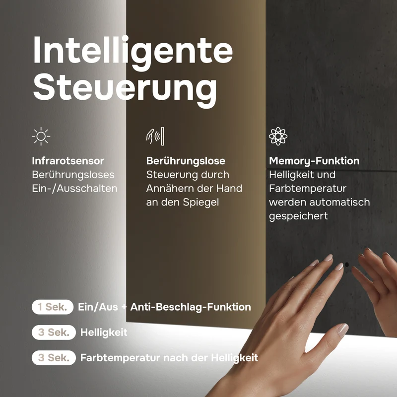 LED-Badspiegel Hit 60 cm, dimmbar, Touchless, Anti-Beschlag – MTAMOX10601S