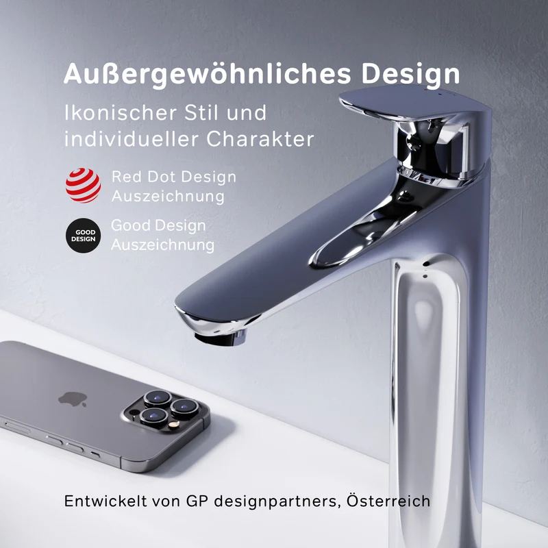Hohe Waschtischarmatur Like mit Klick-Ablaufgarnitur – FLA92200
