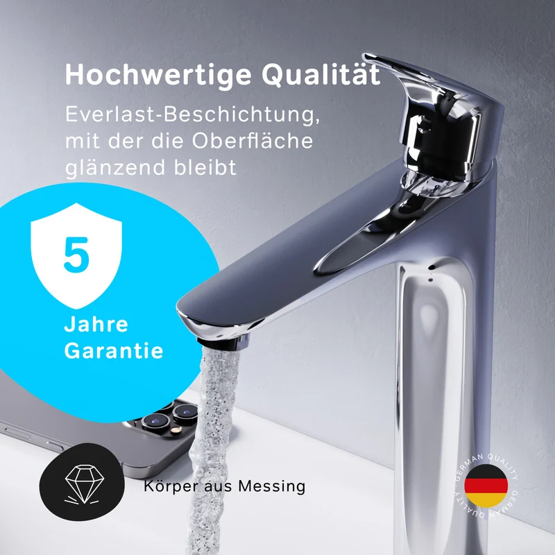 Hohe Waschtischarmatur Like mit Klick-Ablaufgarnitur – FLA92200