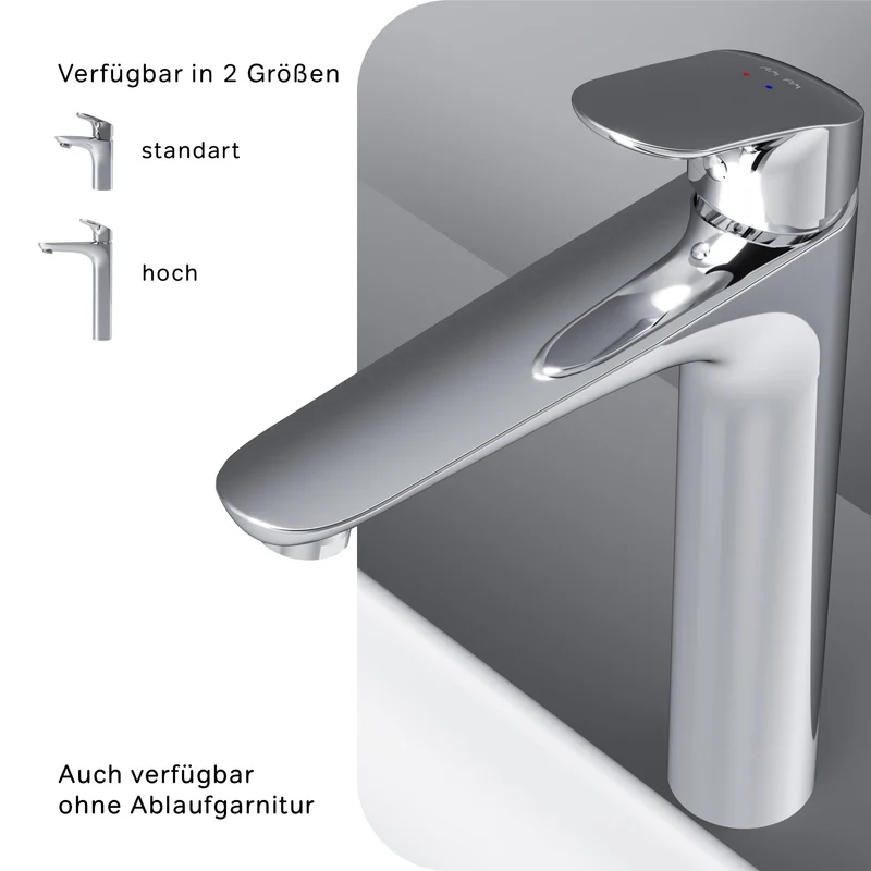 Hohe Waschtischarmatur Like mit Klick-Ablaufgarnitur – FLA92200