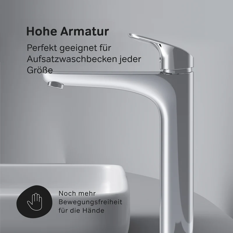 Hohe Waschtischarmatur Like mit Klick-Ablaufgarnitur – FLA92200