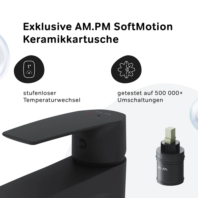 Waschtischarmatur Gem mit Klick-Ablaufgarnitur, Schwarz – FGA82122