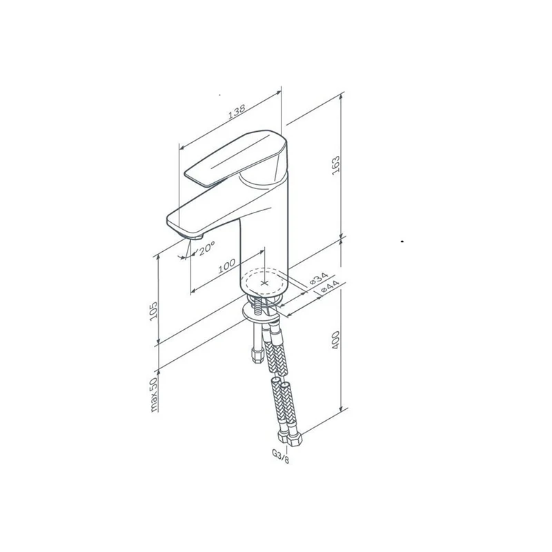 Waschtischarmatur Gem mit Klick-Ablaufgarnitur, Schwarz – FGA82122