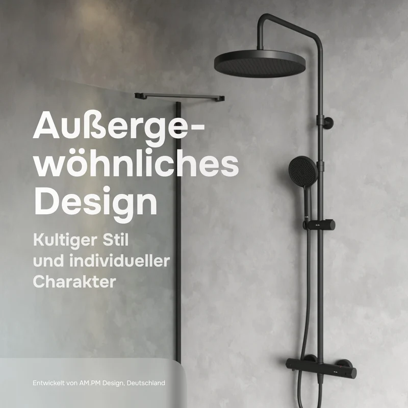Duschsystem Play mit Thermostat und Regendusche, Schwarz – F078Z422