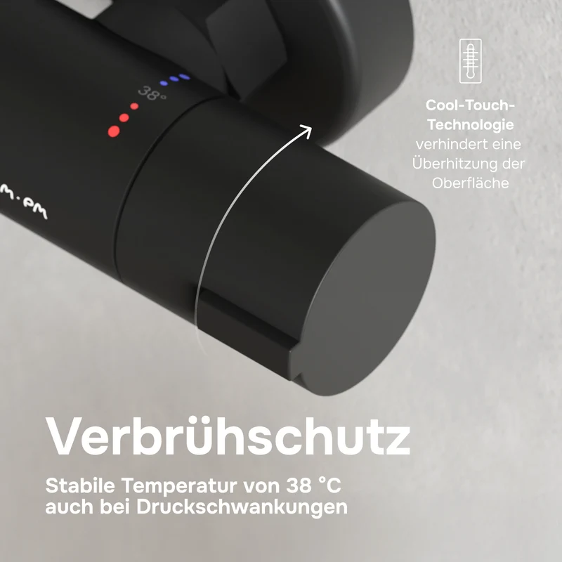 Duschsystem Play mit Thermostat und Regendusche, Schwarz – F078Z422