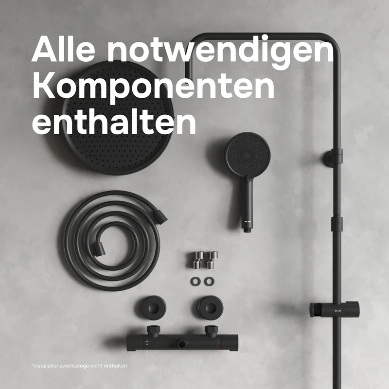 Duschsystem Play mit Thermostat und Regendusche, Schwarz – F078Z422