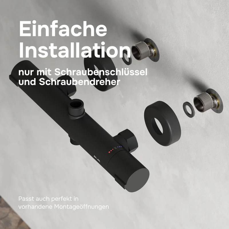 Duschsystem Play mit Thermostat und Regendusche, Schwarz – F078Z422