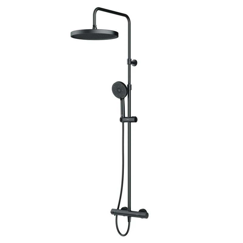 Duschsystem Play mit Thermostat und Regendusche, Schwarz – F078Z422