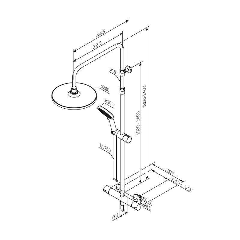Duschsystem Play mit Thermostat und Regendusche – F078Y422