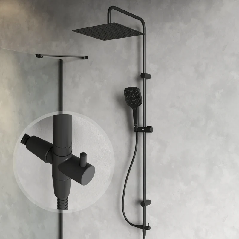 Duschsystem Play mit Regendusche, Schwarz – F078X022