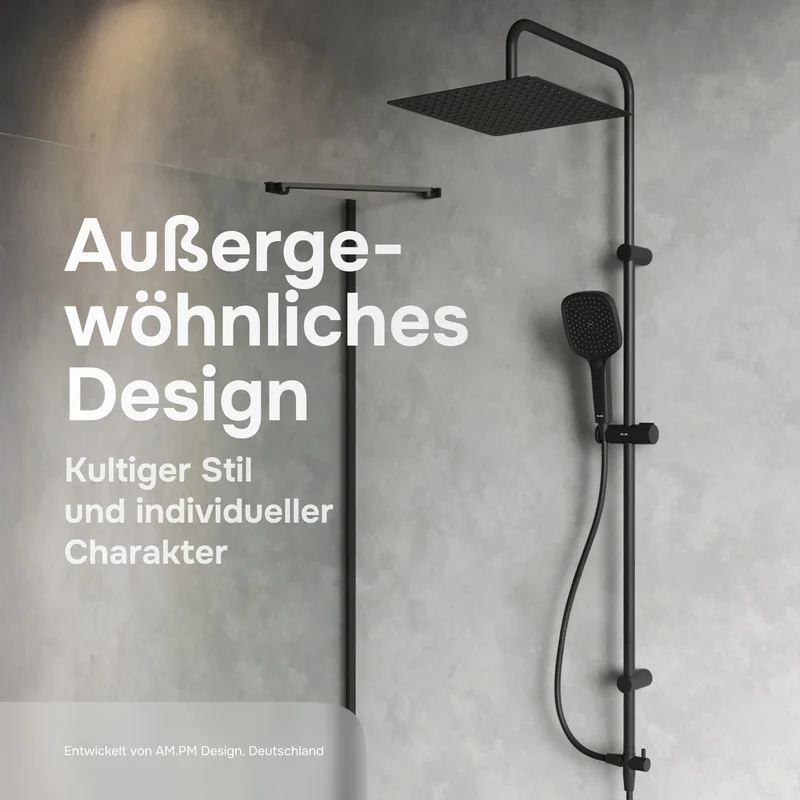 Duschsystem Play mit Regendusche, Schwarz – F078X022
